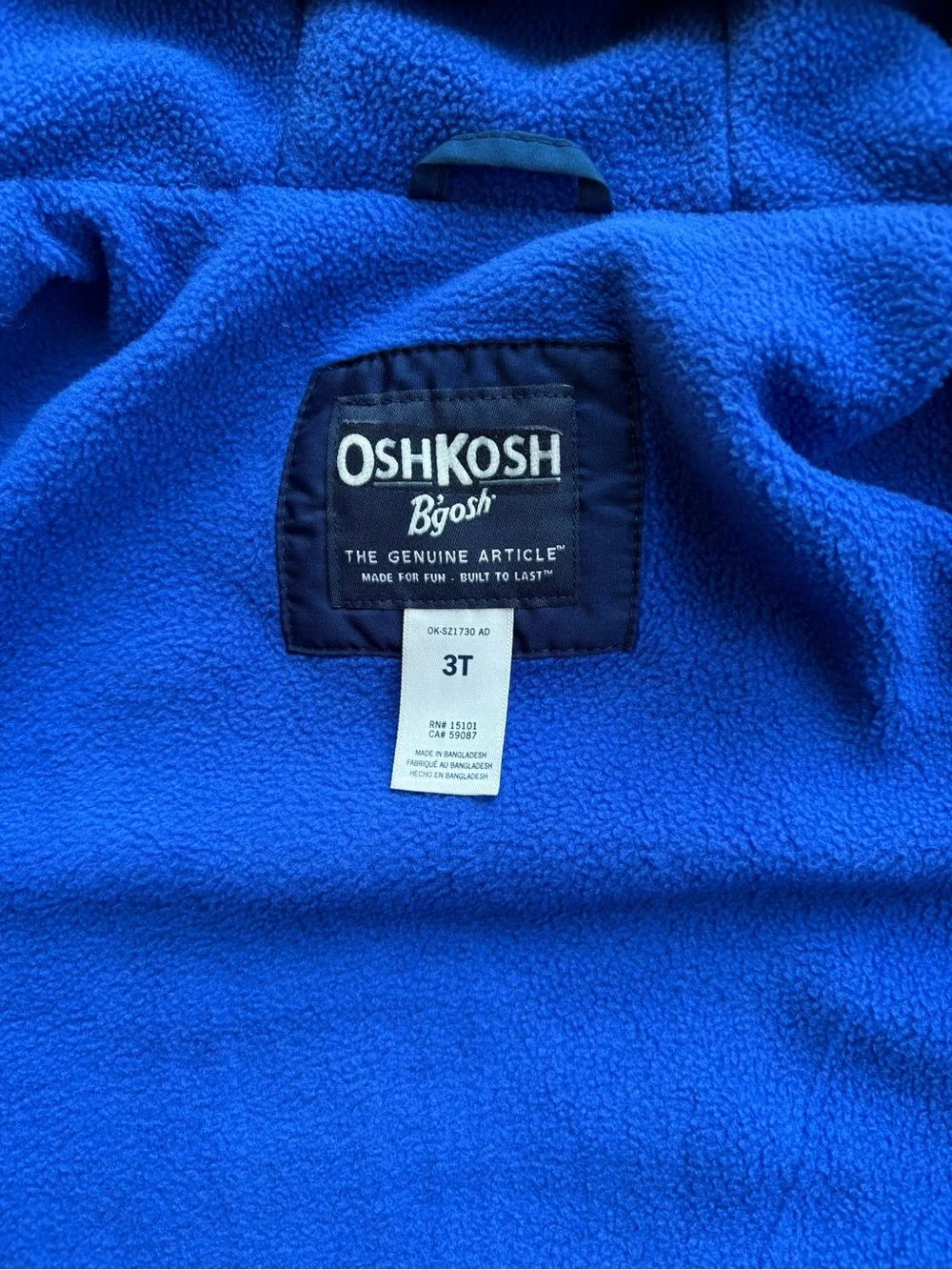 OshKosh B'gosh Navy and Neon Yellow Hooded Rain Jacket